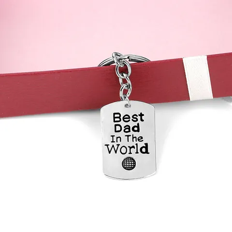 Miglior Papà Del Mondo Portachiavi in Metallo Argento Lega Inciso Rettangolo Ciondolo Terra Motivo Festa Del Papà Regalo Per Uomo