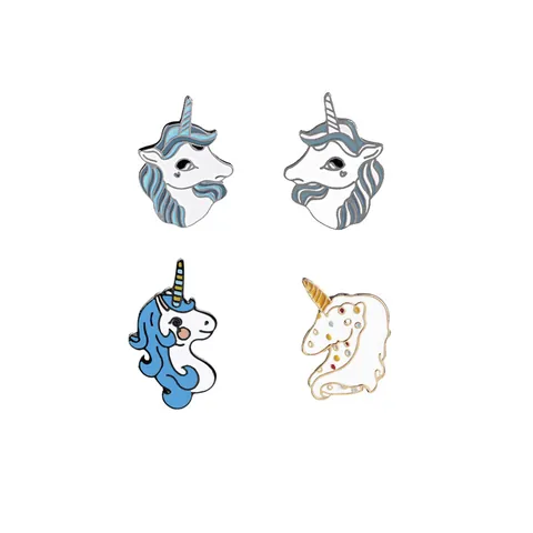 Cute Cartoon Unicorn Enamel Brooch Pin Set For Women Girls Alloy Animal Lapel Pin For Backpack Clothing Shirt Accessories