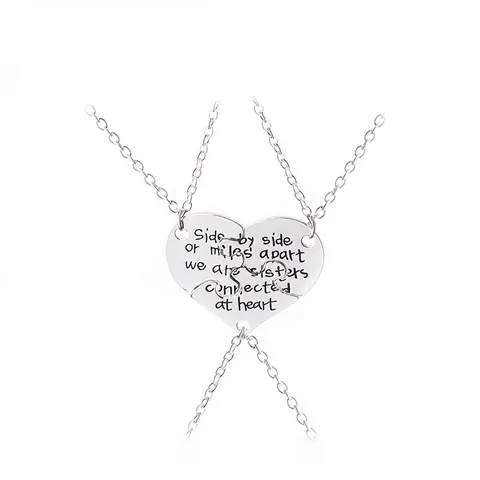 Zinklegierung Sisters Connected At Heart Puzzleteil Herz Anhänger Halsketten Freundschaftsschmuck Best Friends Geschenke Damen