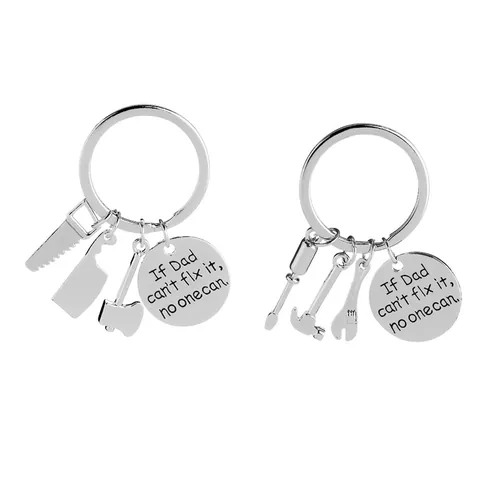 Dad Can Fix It Keychain Zinc Alloy Tool Pendant Hammer Wrench Screwdriver Axe Saw Cleaver Key Ring Fathers Day Gift Men