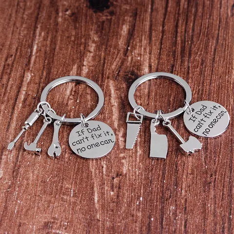 Dad Can Fix It Keychain Zinc Alloy Tool Pendant Hammer Wrench Screwdriver Axe Saw Cleaver Key Ring Fathers Day Gift Men