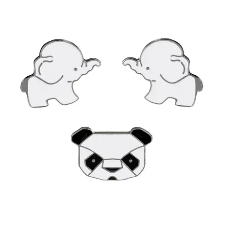 Cartoon Cute Panda Elephant Enamel Brooches Alloy Animal Pin For Women Kids Shirt Bag Accessories Jewelry Gift