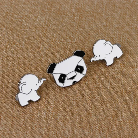 Cartoon Cute Panda Elephant Enamel Brooches Alloy Animal Pin For Women Kids Shirt Bag Accessories Jewelry Gift