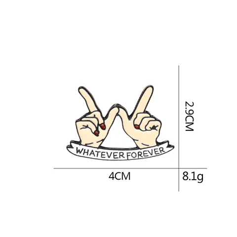 Creative Whatever Forever Hand Gesture Enamel Brooch Pin Alloy Letter Banner Clothing Bag Accessories Fashion Jewelry Gift