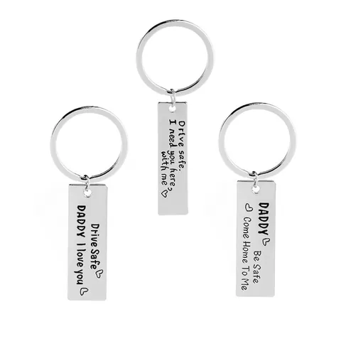 Drive Safe Daddy I Love You Alloy Keychain Father's Day Gift Engraved Tag Pendant Key Ring For Dad Men Sentimental Jewelry