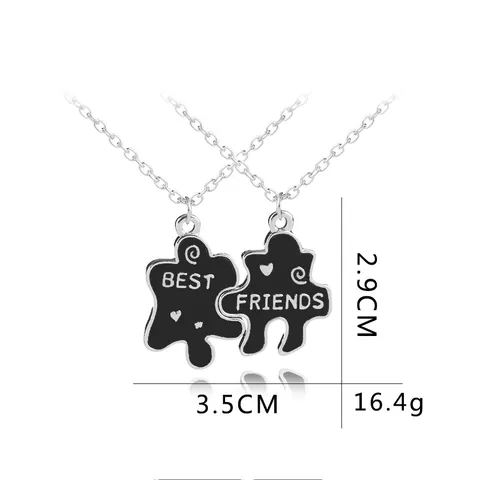 Best Friends Puzzel Hanger Halskettingen Emaille Splicing Hart Patroon Legering Ketting Sieraden Voor Dames Meisjes Cadeau