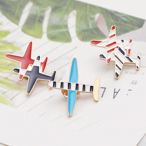Fashion Alloy Enamel Airplane Brooch Stripe Plane Badge Cartoon Travel Pin Adventure Awaits Boarding Pass Accessory For Clothes
