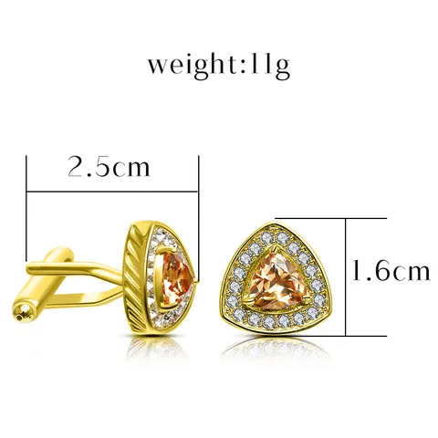 Men's Business Triangular Zirconia Cufflinks Copper Gold Silver Plated Rhinestone Geometric Cufflinks For Wedding Formal Shirts Jewelry