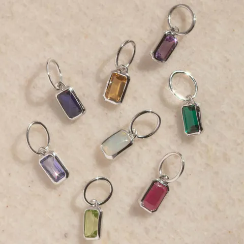 Roestvrij Staal Rechthoek Geboortesteen Hanger Voor Vrouwen 18K Verguld Kleurrijke Zirconia Geometrische Charme Sieraden