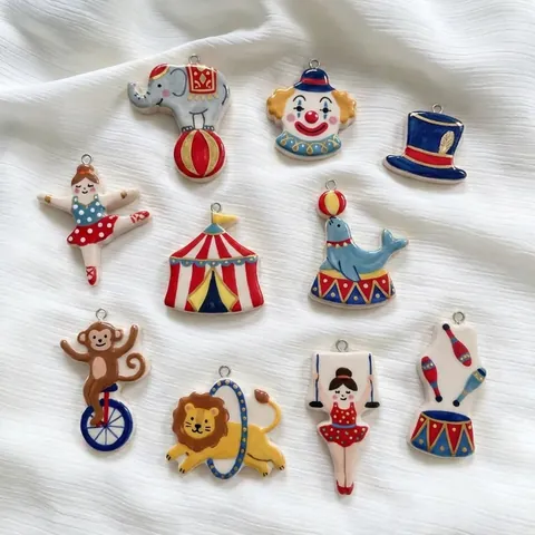 Roestvrijstalen Circus Thema Hanger Halsketting Emaille Cartoon Clown Dolfijn Dier Charms DIY Sieraden Voor Vrouwen Meisjes
