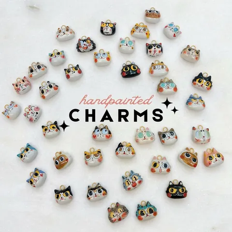 Schattige Cartoon Kat Handgeschilderde Hangers Koperen Hangers Voor DIY Sieraden Maken Goud Vergulde Kettingen Voor Vrouwen Mode