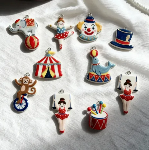 Roestvrijstalen Circus Thema Hanger Halsketting Emaille Cartoon Clown Dolfijn Dier Charms DIY Sieraden Voor Vrouwen Meisjes