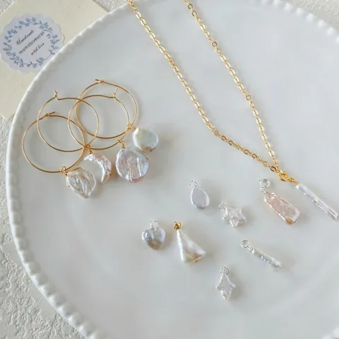 Natural Baroque Pearl Pendant Necklace For Women Stainless Steel Irregular Shaped Freshwater Pearl DIY Jewelry Gift