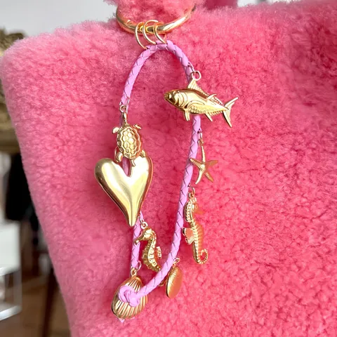Adorno de Bolso Marino Bohemio Acero Inoxidable Cuero Cuerda Trenzada Llavero Para Mujer Estrella de Mar Concha Corazón