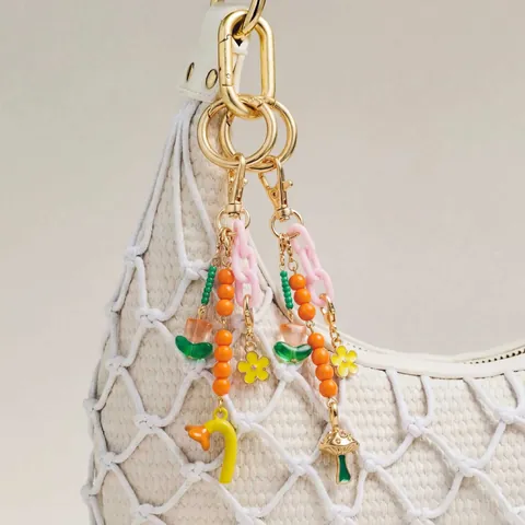Kleurrijke Kralen Tas Bedeltje Sleutelhanger Koper 18K Verguld Bloem Tulp Paddestoel Schelp Hanger Voor Vrouwen Handtas Accessoires