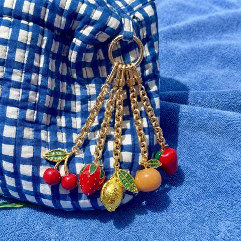 Vintage Legering Fruit Tashanger Sleutelhanger Aardbei Kers Citroen Hart Lachend Gezicht Boze Oog Dames Handtas Decoratie