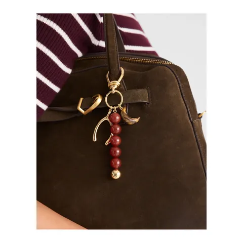 Ciondolo per Borsa Vintage in Lega Stella Luna Cuore Placcato Oro Perla Rossa Stile Etnico per Accessorio Borsa Donna