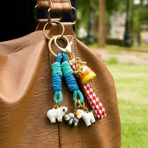 Mode 18K Verguld Legering Dier Hart Boze Oog Sleutelhanger Tasbedeltje DIY Gevlochten Touw Accessoires Voor Dames Meisjes