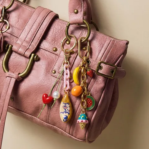 Mode Böhmisch Schlüsselanhänger Bunte Emaille Frucht Fisch Herz Taschenanhänger Legierung Kupfer Perlen Quaste Ornament Für Damen Handtasche Dekor