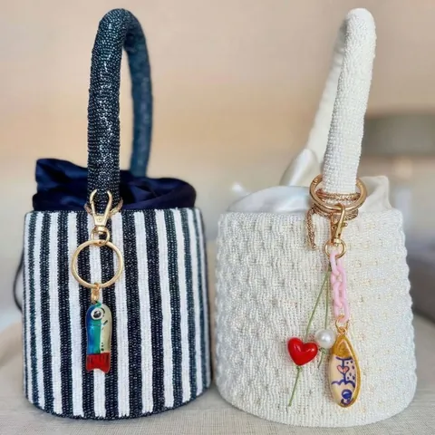 Mode Böhmisch Schlüsselanhänger Bunte Emaille Frucht Fisch Herz Taschenanhänger Legierung Kupfer Perlen Quaste Ornament Für Damen Handtasche Dekor