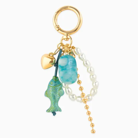 Luxury Koi Fish Artificial Pearl Bag Charm For Women Electroplated Alloy Braided Design Handbag Keychain Pendant Accessories