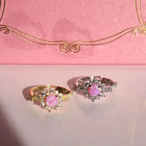 Sonnenstrahl Opal Halskette Ring Ohrringe Armband Schmuck Kupfer Zirkon Eingelegt Geometrische Anhänger Zubehör Damen Vintage