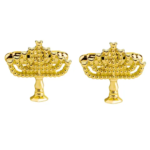 Gold Menorah Men's Cufflinks Zinc Alloy Vintage Religious Candle Holder Design Shirt Cuff Links Jewelry Gift For Men