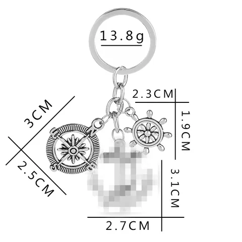 Nautical Compass Ship Wheel Anchor Keychain Vintage Silver Alloy Metal Key Ring Sailor Friendship Jewelry Gift For Men Women