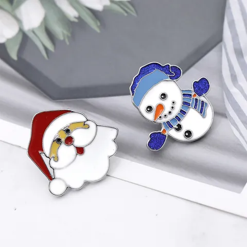 Broche de Esmalte de Navidad Aleación Papá Noel Muñeco de Nieve Pines Para Mochila Decoración de Ropa Joyería Festiva Regalo