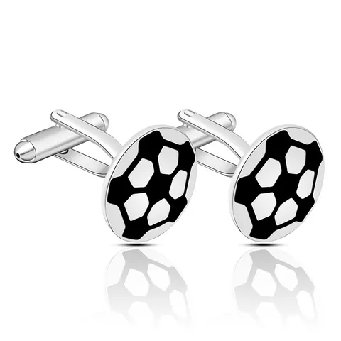 Creative Fashion Men's Football Cufflinks Copper Silver Black Drip Oil Round Shirt Cuff Links For Business Banquet Wedding