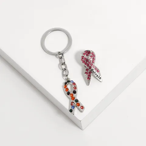 Portachiavi Spilla a Nastro di Sensibilizzazione con Strass Lega Intarsiata con Cristallo Scintillante Gioielli Commemorativi Donna
