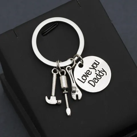 Father Day Gift Alloy Tool Keychain Hammer Wrench Screwdriver Axe Saw Cleaver Love You Dad Engraved Key Ring For Men