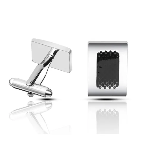 Boutons de Manchette Français pour Hommes Rectangulaires Émail Noir Business Décontracté en Cuivre Accessoires de Chemise et Costume