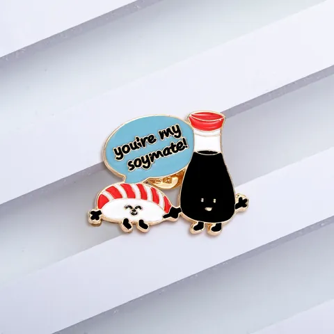 Set di Spille in Smalto Cartoon Kawaii Sushi E Waffle Spilla Cibo Slogan Divertenti Distintivo Decorativo Per Zaino Giacca Gioielli Regalo