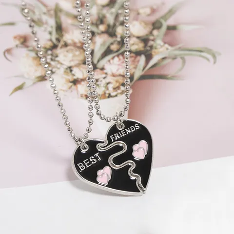 Best Friends Collier Bracelet Set Cœur Epissage Alliage Email Amitié Pendentif Assorti Bijoux Pour Femme Cadeau