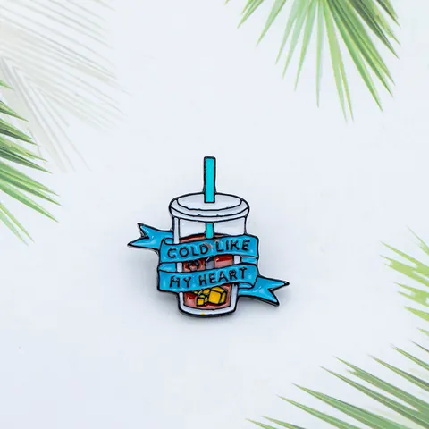 Lustige Emaille Pin Cold Like My Heart Eiskaffee Tasse Brosche Legierung Tropföl Revers Abzeichen Für Kleidung Taschen Dekoration
