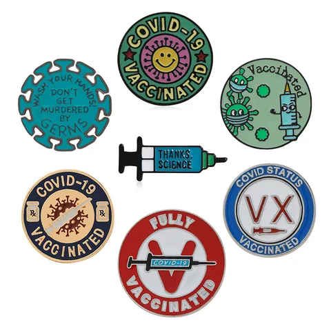 Alloy COVID-19 Geimpft Emaille Pin Dekorative Medizinische Spritze Virus Form Brosche Unisex Mode Abzeichen Schmuck Geschenk