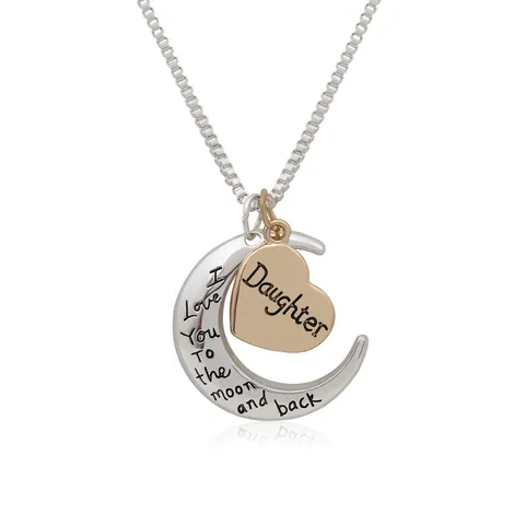 Fashion Alloy Heart Moon Pendant Necklace Keychain Set For Mother's Day Family Love You To The Moon And Back Jewelry Gift