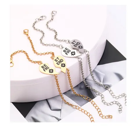 Best Friend Herz Puzzle Spleiß Armbänder Legierung Strass Freundschaft Armband Für Damen Teenager Gold Silber Handschmuck