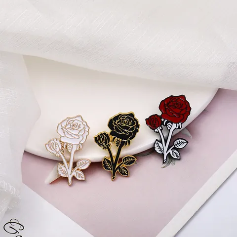 Vintage Legierung Emaille Rose Blume Brosche Pin Elegante Florale Abzeichen Schmuck Für Damen Herren Kleidung Zubehör Dekoration