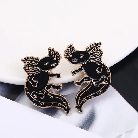 Cartoon Axolotl Enamel Brooch Pin Set Alloy Animal Salamander Badge Cute Clothes Lapel Pin Fashion Jewelry For Women Men Bag Accessory