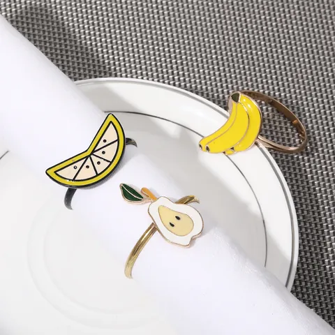 Fruit Napkin Rings Enamel Alloy Fruit Shape Table Decoration For Restaurant Hotel Dinner Party Reusable Napkin Buckles