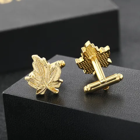 Vintage Maple Leaf Cufflinks Gold Silver Metal Alloy Leaf Pattern Men Business Shirt Cuff Links Accessories