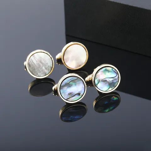 French Shirt Cufflinks For Men Women Alloy Abalone Shell Mother Of Artificial Pearl Square Round Heart Business Wedding Jewelry