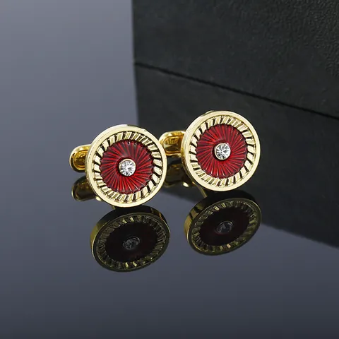 Luxury Alloy Crystal Zirconia Cufflinks For Men Vintage Sunburst Pattern French Shirt Sleeve Studs Business Wedding Jewelry Gift