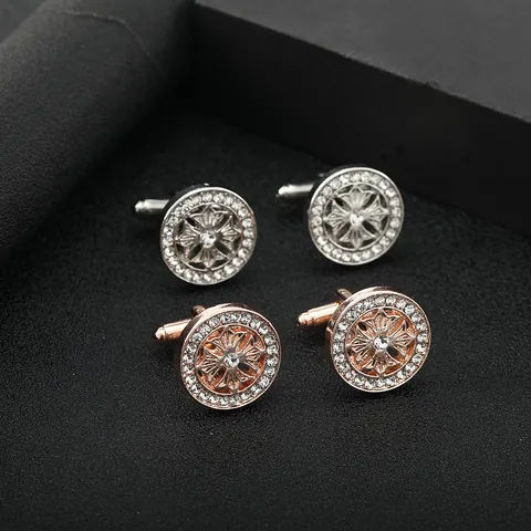 Luxus Herren Legierung Zirkonia Manschettenknöpfe Geometrisch Quadrat Rund Strass Business Hemd Französische Manschettenknöpfe Hochzeit Schmuck