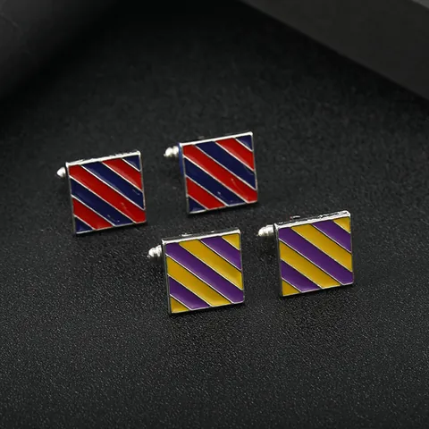 Business Cufflinks Alloy Enamel Striped Geometric Shirt Cuff Links For Wedding Formal Suit Accessories Men Gift