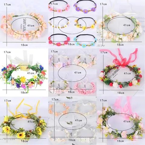 Handgefertigt Böhmisch Blumenkranz Stirnband Krone Mit Band Für Hochzeit Party Kinder Damen Haarschmuck