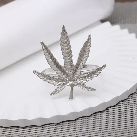 Western Restaurant Metal Alloy Leaf Napkin Rings Gold Silver Maple Leaf Napkin Buckle For Wedding Party Table Decor