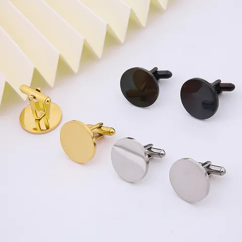 Men Business Stainless Steel Polished Cufflinks Minimalist Round Square Oval Geometric French Shirt Cuff Links Wedding Party Jewelry Accessory